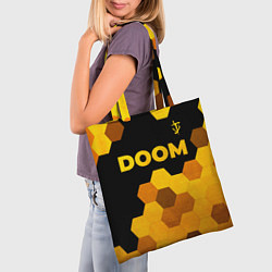 Сумка-шопер Doom - gold gradient: символ сверху, цвет: 3D-принт — фото 2