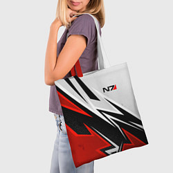 Сумка-шопер N7 mass effect - white and red, цвет: 3D-принт — фото 2