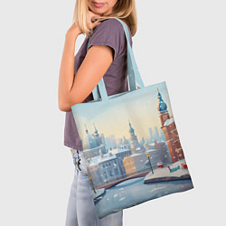 Сумка-шопер Пейзаж новогодний, цвет: 3D-принт — фото 2