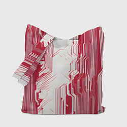 Сумка-шопер Красные линии на белом фоне киберпанк, цвет: 3D-принт