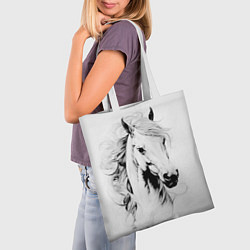 Сумка-шопер Лошадь белая на ветру, цвет: 3D-принт — фото 2