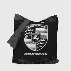 Сумка-шопер Porsche speed на темном фоне со следами шин, цвет: 3D-принт