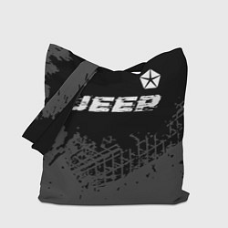 Сумка-шопер Jeep speed на темном фоне со следами шин посередин, цвет: 3D-принт