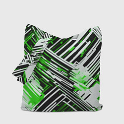 Сумка-шоппер Киберпанк линии белые и зелёные