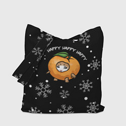 Сумка-шопер Счастливый котенок - Новый год, цвет: 3D-принт