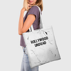 Сумка-шопер Hollywood Undead glitch на светлом фоне посередине, цвет: 3D-принт — фото 2