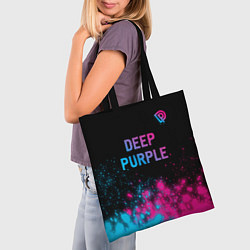 Сумка-шопер Deep Purple - neon gradient посередине, цвет: 3D-принт — фото 2