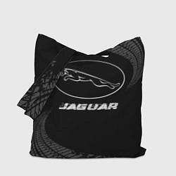 Сумка-шопер Jaguar speed на темном фоне со следами шин, цвет: 3D-принт