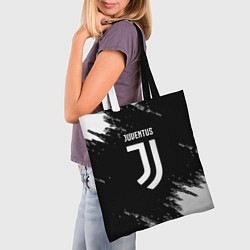 Сумка-шопер Juventus спорт краски черно белый, цвет: 3D-принт — фото 2