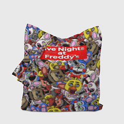 Сумка-шопер Five Nights at Freddys все персонажы хоррора, цвет: 3D-принт