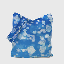 Сумка-шоппер Декоративные снежинки на синем