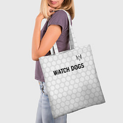 Сумка-шопер Watch Dogs glitch на светлом фоне посередине, цвет: 3D-принт — фото 2