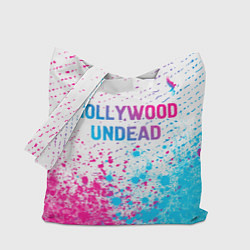 Сумка-шопер Hollywood Undead neon gradient style посередине, цвет: 3D-принт