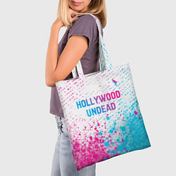 Сумка-шопер Hollywood Undead neon gradient style посередине, цвет: 3D-принт — фото 2