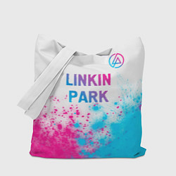 Сумка-шопер Linkin Park neon gradient style посередине, цвет: 3D-принт