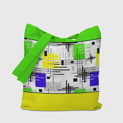 Сумка-шоппер Узор из полос желтого и зеленого цвета