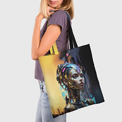 Сумка-шопер Девушка в зеркальной броне, цвет: 3D-принт — фото 2