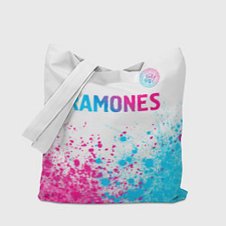 Сумка-шопер Ramones neon gradient style посередине, цвет: 3D-принт