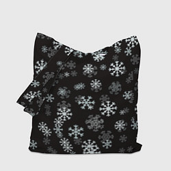 Сумка-шоппер Снежинки белые на черном