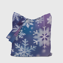 Сумка-шоппер Снежинки на фиолетово-синем фоне