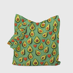 Сумка-шопер Авокадо и сердечки, цвет: 3D-принт