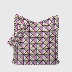 Сумка-шоппер Геометрический треугольники бело-серо-розовый