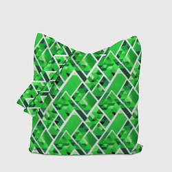 Сумка-шоппер Зелёные треугольники и белые полосы
