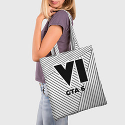 Сумка-шопер Символ GTA 6 на светлом фоне с полосами, цвет: 3D-принт — фото 2