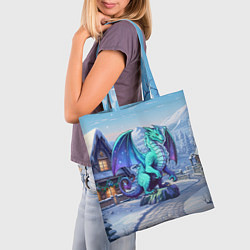 Сумка-шопер Статуя синего дракона 2024, цвет: 3D-принт — фото 2