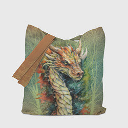 Сумка-шопер Зеленый древесный дракон с деревьями, цвет: 3D-принт