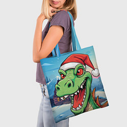 Сумка-шопер Дракон в новогодней шапке, цвет: 3D-принт — фото 2