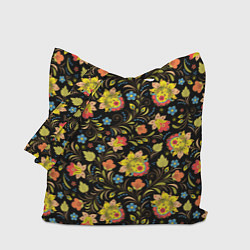 Сумка-шопер Хохломская роспись разноцветные цветы, цвет: 3D-принт