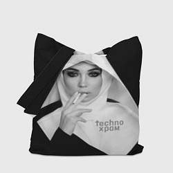 Сумка-шопер Techno храм роковая монашка, цвет: 3D-принт