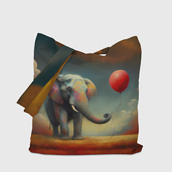 Сумка-шопер Грустный слон и красный шарик, цвет: 3D-принт
