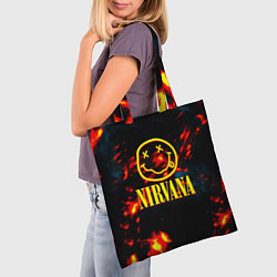 Сумка-шопер Nirvana rock огненное лого лава, цвет: 3D-принт — фото 2