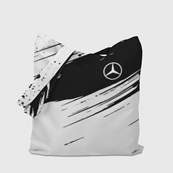 Сумка-шопер Mercedes benz краски чернобелая геометрия, цвет: 3D-принт