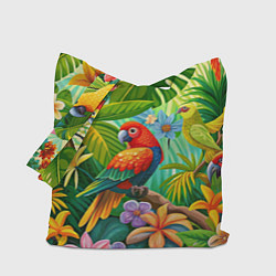 Сумка-шопер Попугаи - экзотические птицы, цвет: 3D-принт
