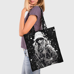 Сумка-шопер Девушка воин зимней ночью, цвет: 3D-принт — фото 2