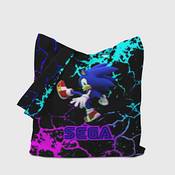 Сумка-шопер Sonic sega game неоновая текстура, цвет: 3D-принт