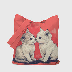 Сумка-шопер Влюбленные котята день святого Валентина, цвет: 3D-принт