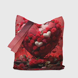Сумка-шопер Сердце и розы 14 февраля, цвет: 3D-принт