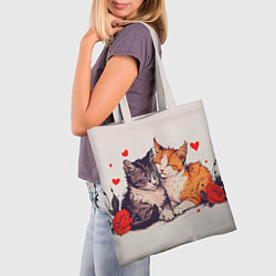 Сумка-шопер Влюбленные коты 14 февраля, цвет: 3D-принт — фото 2