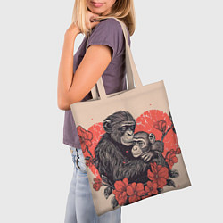 Сумка-шопер Влюбленные обезьяны 14 февраля, цвет: 3D-принт — фото 2