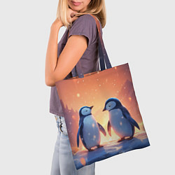 Сумка-шопер Романтичная пара пингвинов, цвет: 3D-принт — фото 2