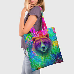 Сумка-шопер Цветной медведь, цвет: 3D-принт — фото 2