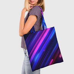 Сумка-шопер Неоновые яркие абстрактные полосы, цвет: 3D-принт — фото 2