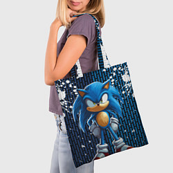 Сумка-шопер Sonic - splash and logo, цвет: 3D-принт — фото 2