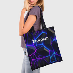 Сумка-шопер Palworld логотип на ярких неоновых плитах, цвет: 3D-принт — фото 2
