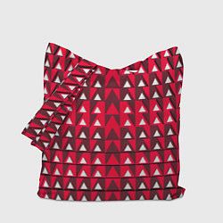 Сумка-шоппер Белые треугольники на красном фоне