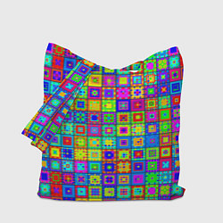 Сумка-шоппер Узор из разноцветных квадратов